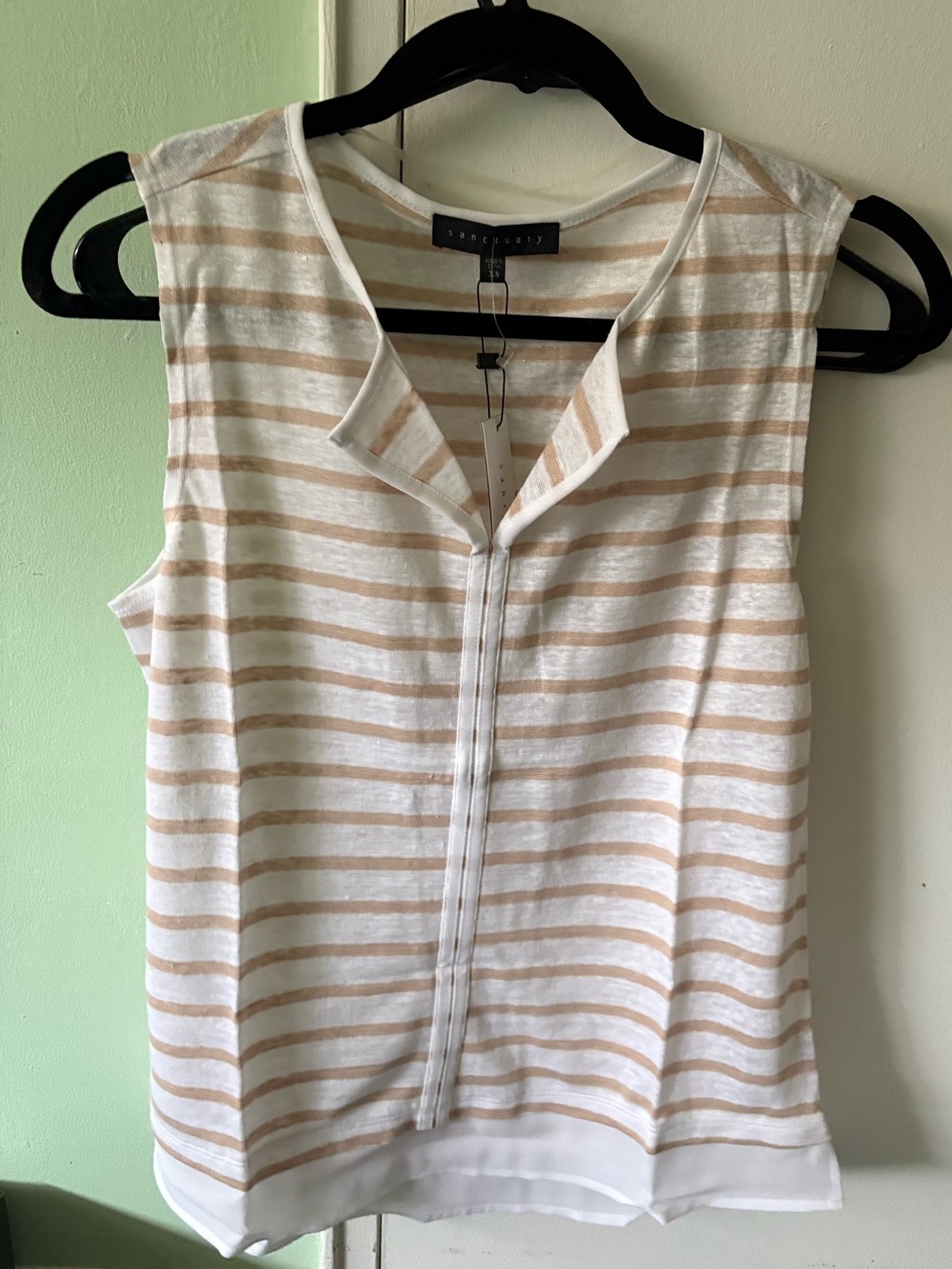 BNWT tan and white striped sleeveless top